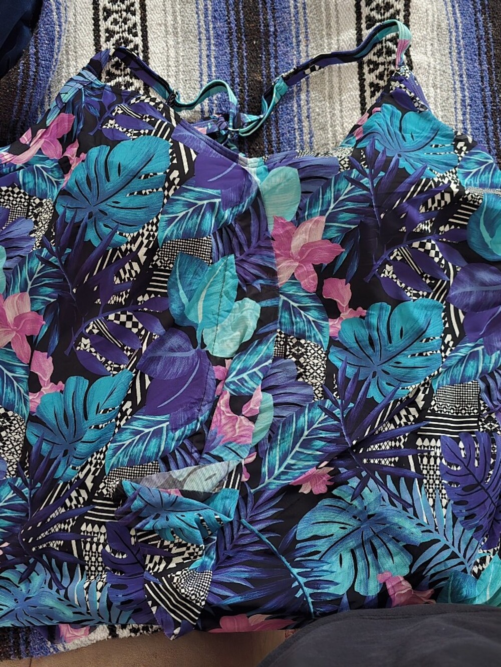 Tropical Floral Tankini in Teal, Purple & Pink